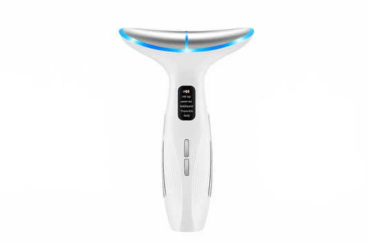 LED Face and Neck Massager (Blue, Red, Purple) for Wrinkles, Acne and Puffiness