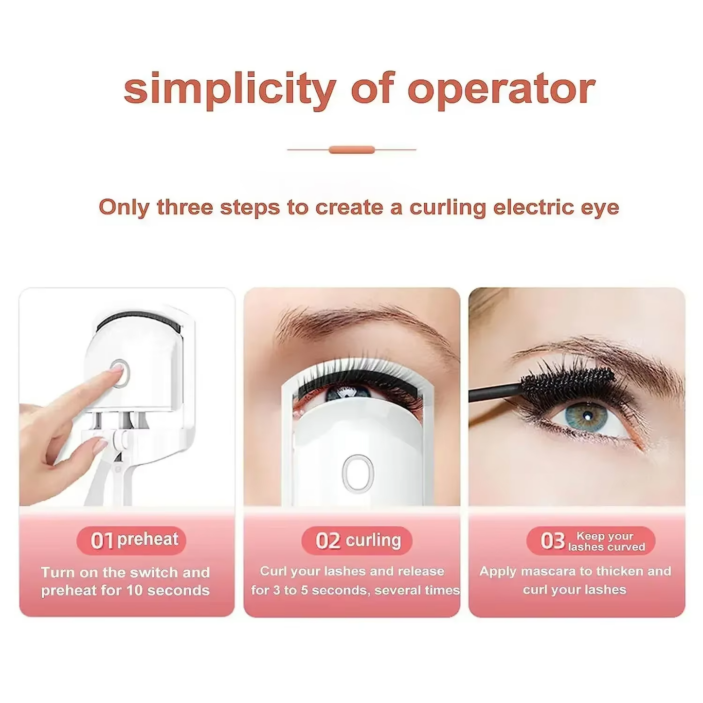 USB Rechargeable Heated Eyelash Curler – 8s Fast Heating Lash Lifter