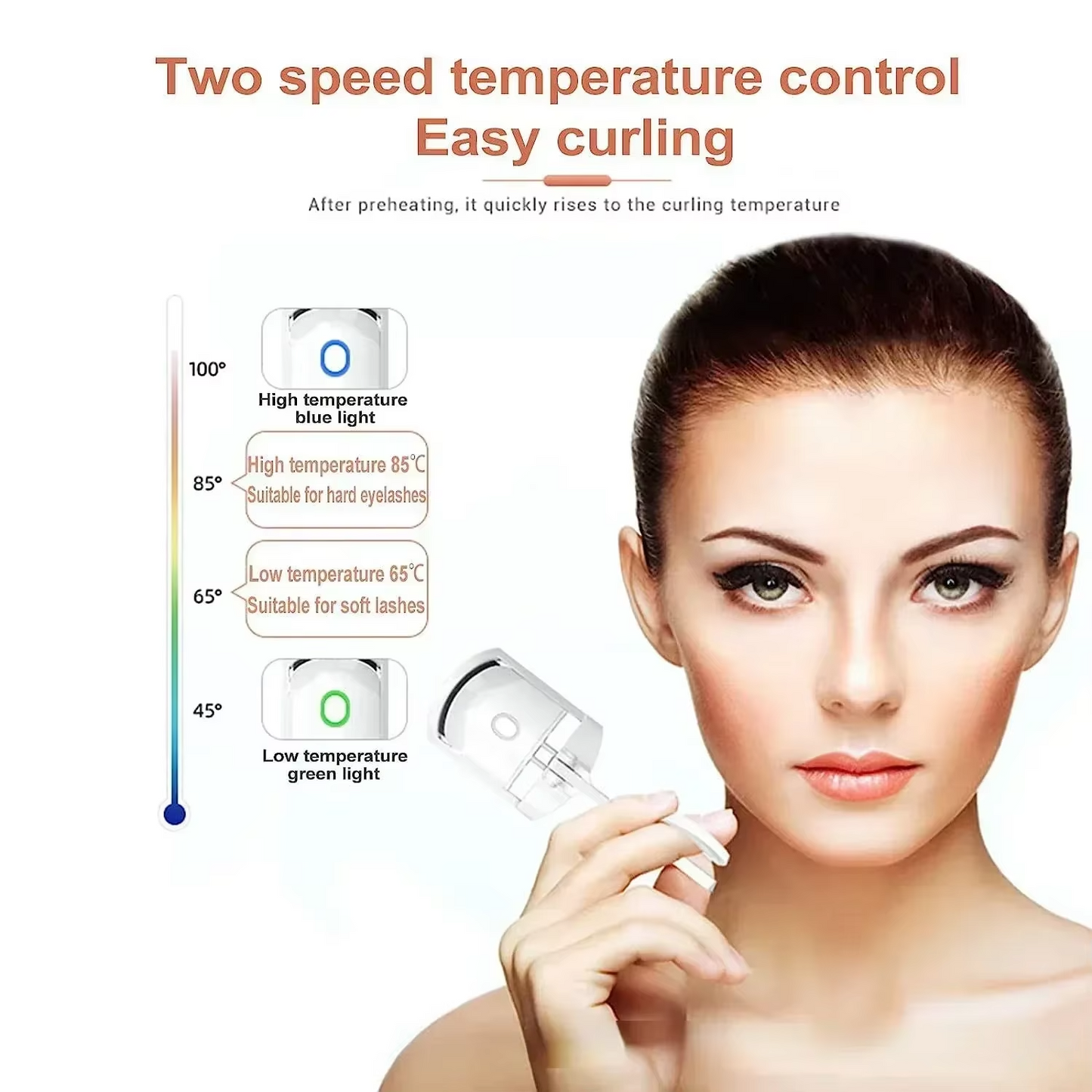 USB Rechargeable Heated Eyelash Curler – 8s Fast Heating Lash Lifter